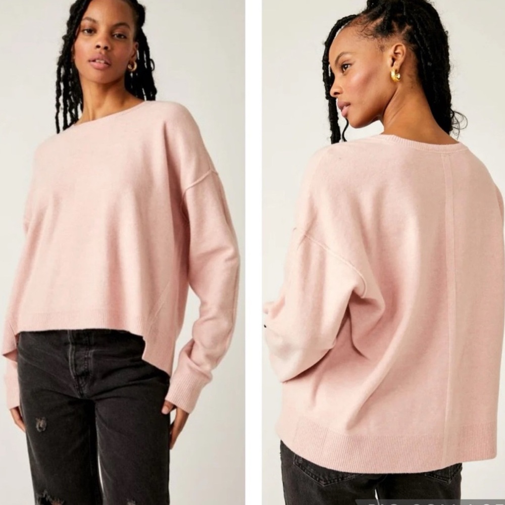 Free People Luna Pullover Sweater Pink Lotus Large
